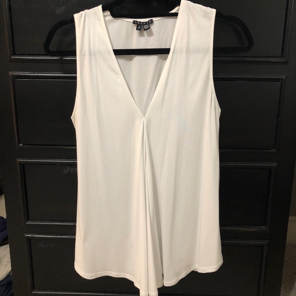 White cotton Theory tank size small